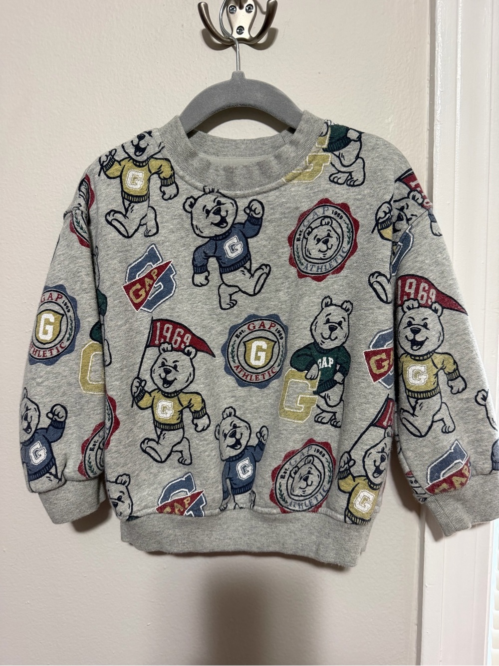 GAP Grey Sweatshirt with Multi-Color Teddy Bear Prints
